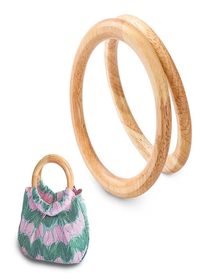 Aakriti Purse Handles Wooden Round Purse Handle Bag Handle Replacements Handbag for Handmade Beach Bag Handbags Purse Handles Macrame Market Bags (ROUND PURSE HANDLE 2PCS) - Image 1